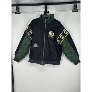 Green Bay Packers Vintage 90s Pro Player Puffer Jacket Reversible Mens Medium